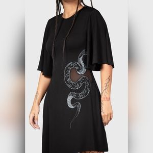 Killstar NWT SZ L Snake insert, asymmetric black dress, sold out style!